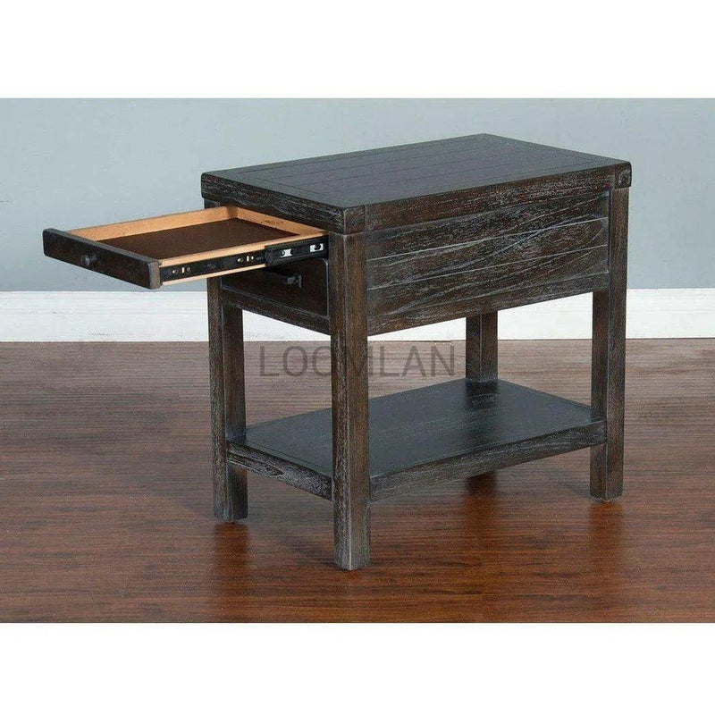 Narrow Rectangular Wood End Table 1 Drawer