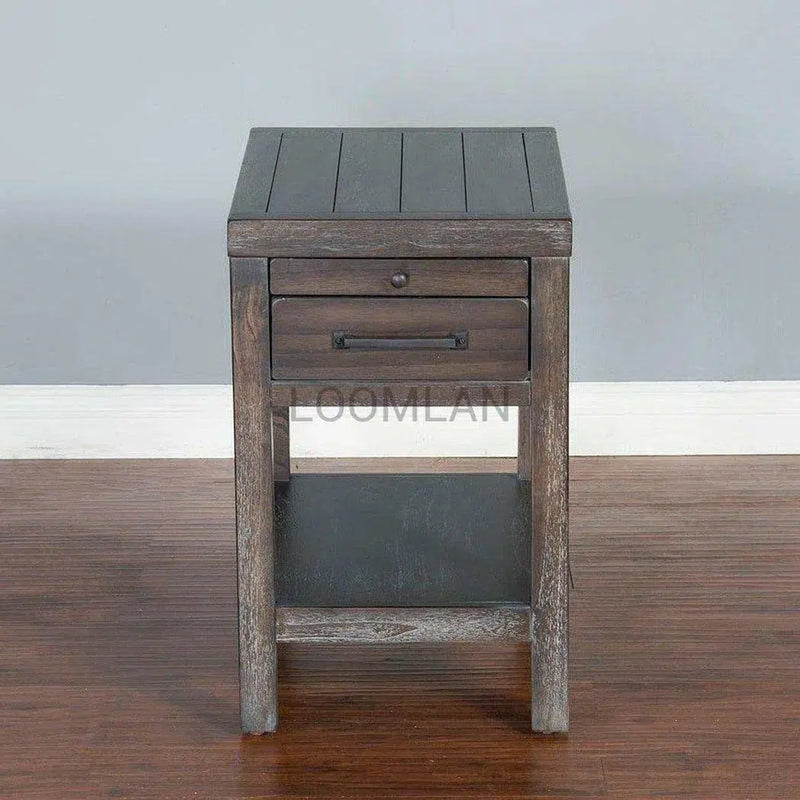 Narrow Rectangular Wood End Table 1 Drawer