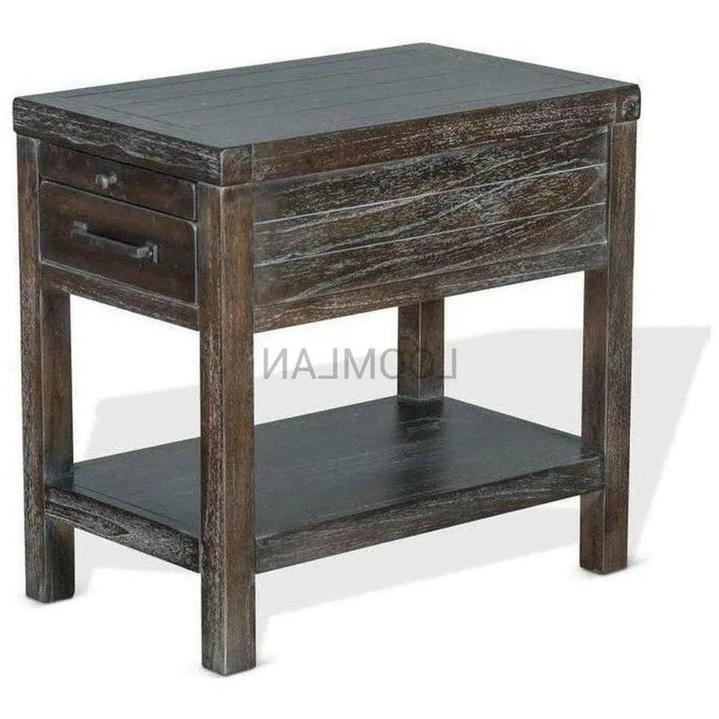 Narrow Rectangular Wood End Table 1 Drawer