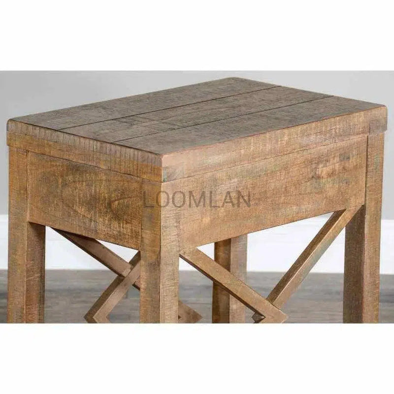 Narrow Wooden Durango Chairside Table