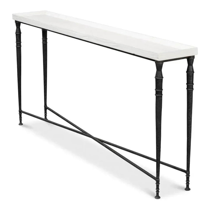 Nathaniel Console Table Extra Slim Two Tone Wood 60" - LOOMLAN - Sarreid - Console Tables