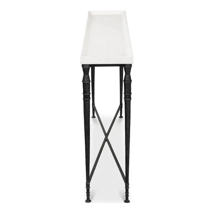 Nathaniel Console Table Extra Slim Two Tone Wood 60" - LOOMLAN - Sarreid - Console Tables