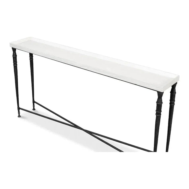 Nathaniel Console Table Extra Slim Two Tone Wood 60" - LOOMLAN - Sarreid - Console Tables