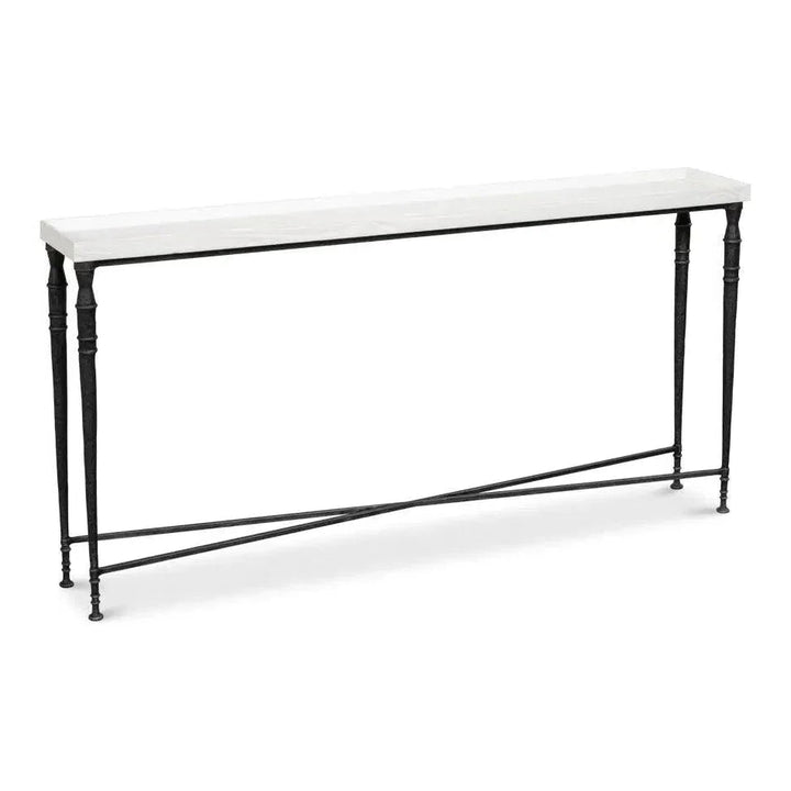 Nathaniel Console Table Extra Slim Two Tone Wood 60" - LOOMLAN - Sarreid - Console Tables