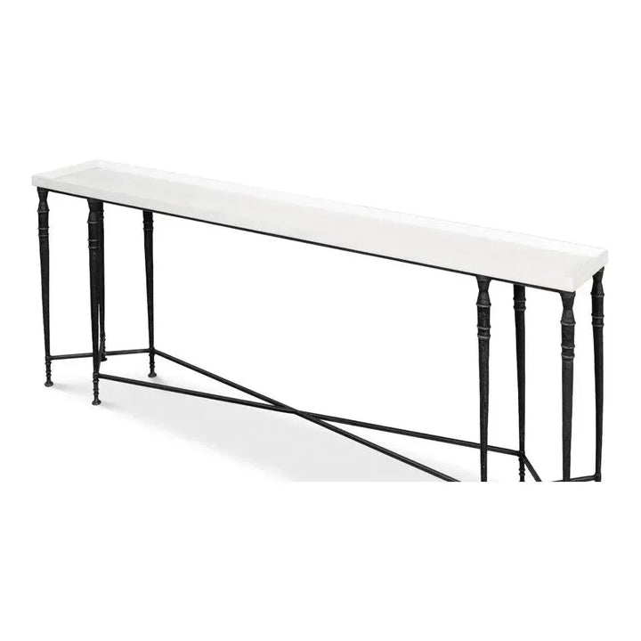 Nathaniel Console Table Slim Two Tone Wood 80" - LOOMLAN - Sarreid - Console Tables