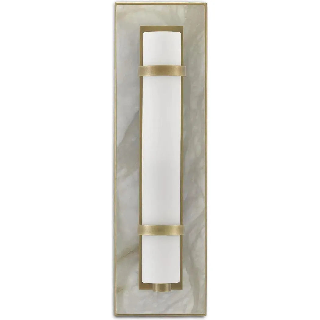 Natural Alabaster White Bruneau Brass Wall Sconce