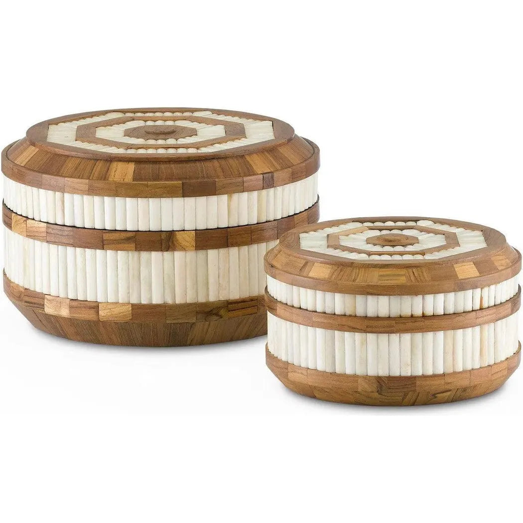 Natural Bone Natural Banjhara Round Box 2PC