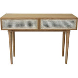 Natural Brown Console Table Drawers Wood Wood Base