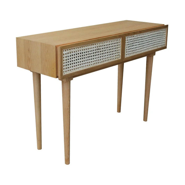 Natural Brown Console Table With Drawers Wood Top Wood Base Console Tables LOOMLAN By LHIMPORTS