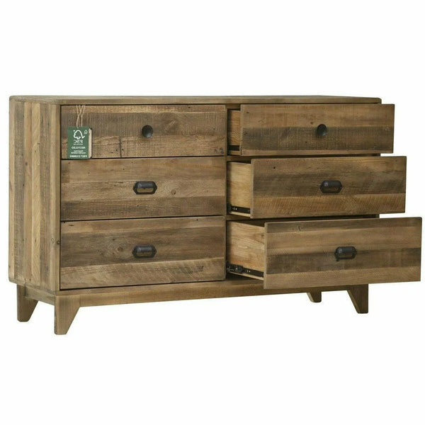 Natural Brown Reclaimed Wood Campestral Modern 6 Drawer Dresser Dressers LOOMLAN By LHIMPORTS