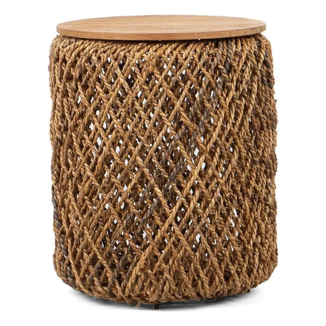 Natural Brown Round Side Table Wood Wood Base