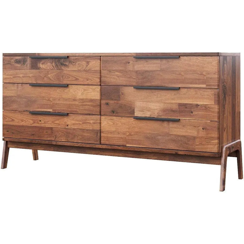 Natural Brown Solid Wood Remix 6 Drawer Dresser