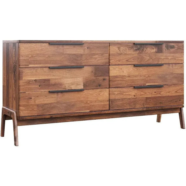 Natural Brown Solid Wood Remix 6 Drawer Dresser - LOOMLAN - LH Imports - Dressers