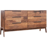 Natural Brown Solid Wood Remix 6 Drawer Dresser