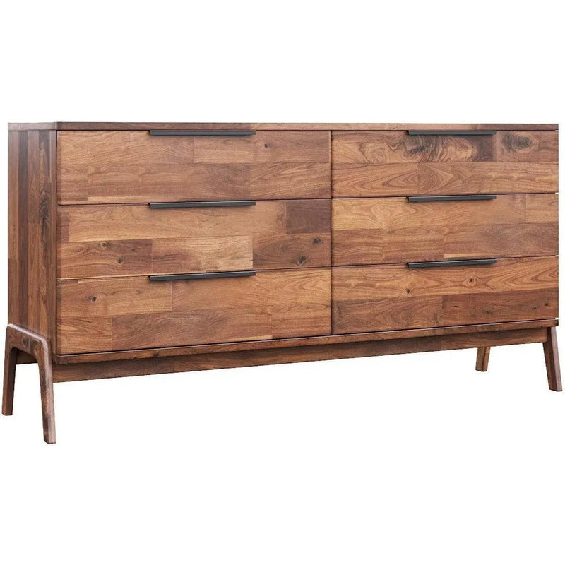 Natural Brown Solid Wood Remix 6 Drawer Dresser