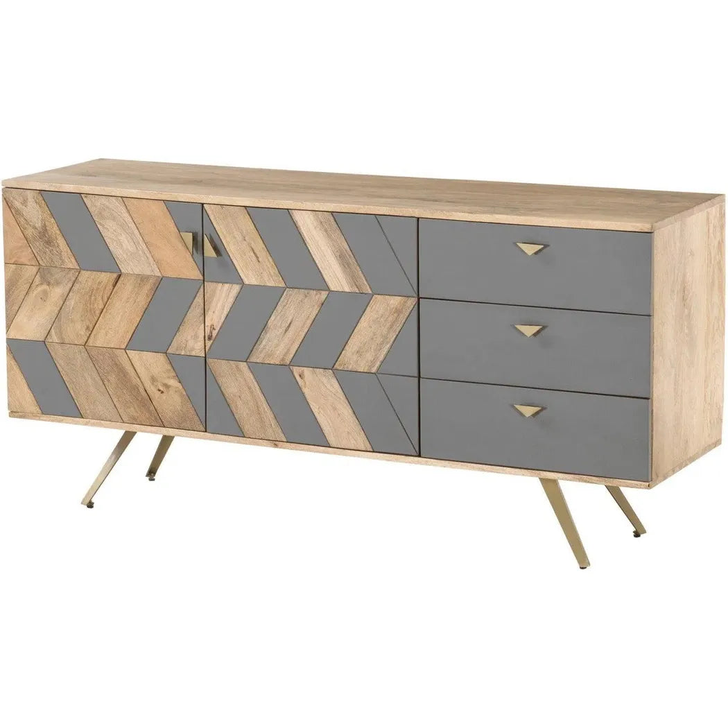 Natural Brown Solid Wood Sideboard Drawers