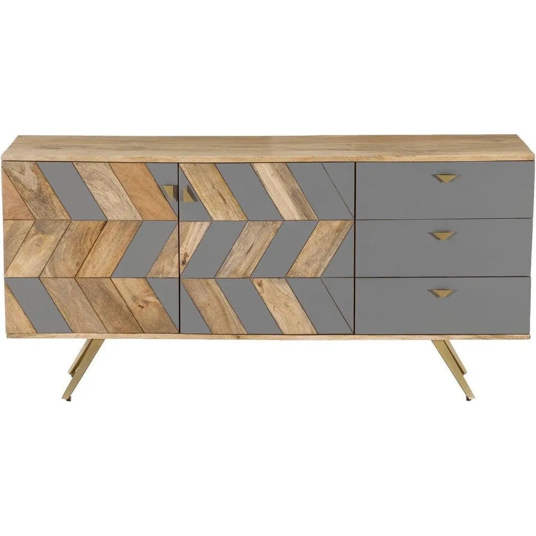 Natural Brown Solid Wood Sideboard Drawers