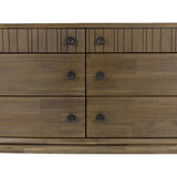 Natural Brown Solid Wood West 6 Drawer Dresser