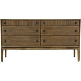 Natural Brown Solid Wood West 6 Drawer Dresser