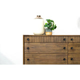 Natural Brown Solid Wood West 6 Drawer Dresser