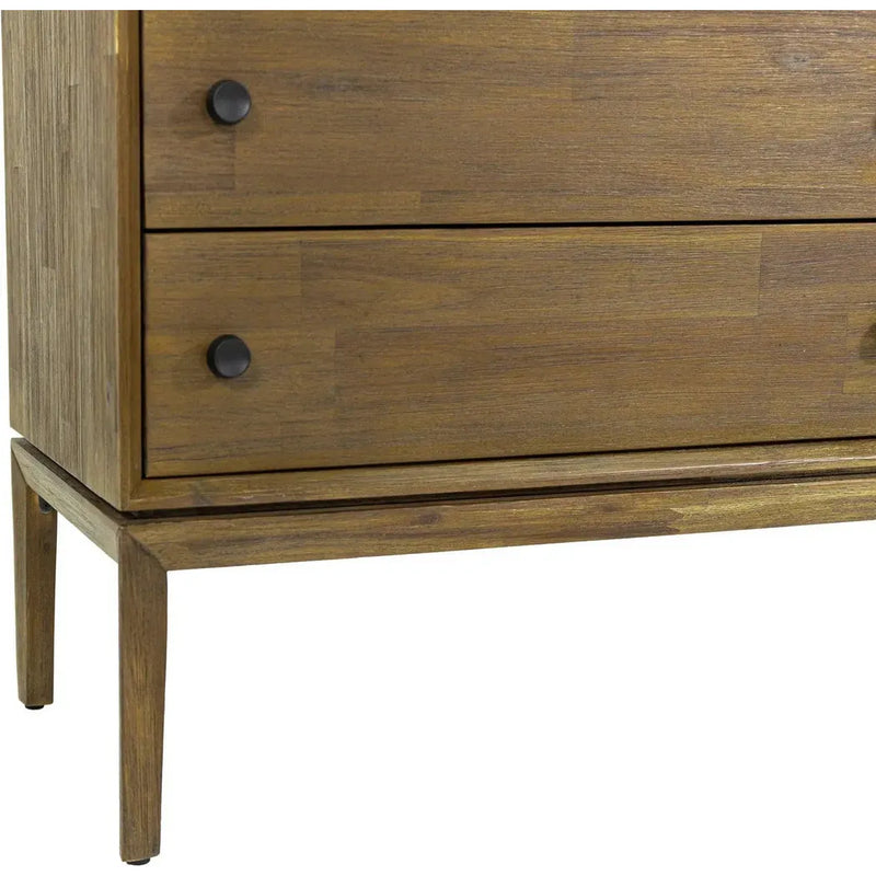 Natural Brown Solid Wood West 6 Drawer Dresser