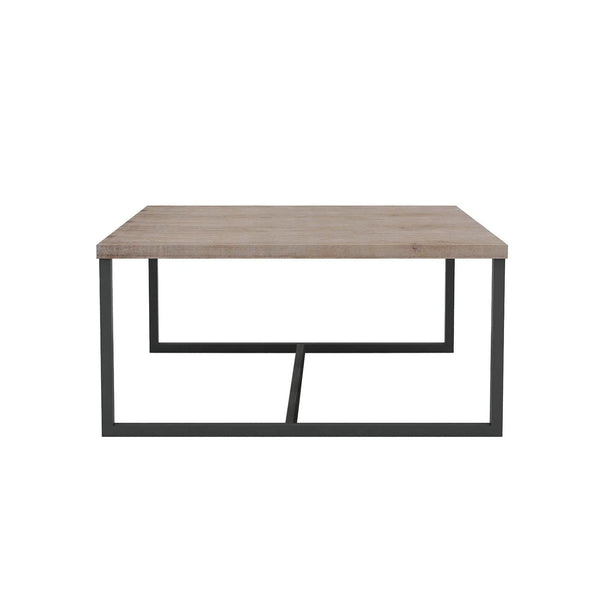 Natural Brown Square Coffee Table Wood Top With Metal Base Coffee Tables LOOMLAN By LHIMPORTS