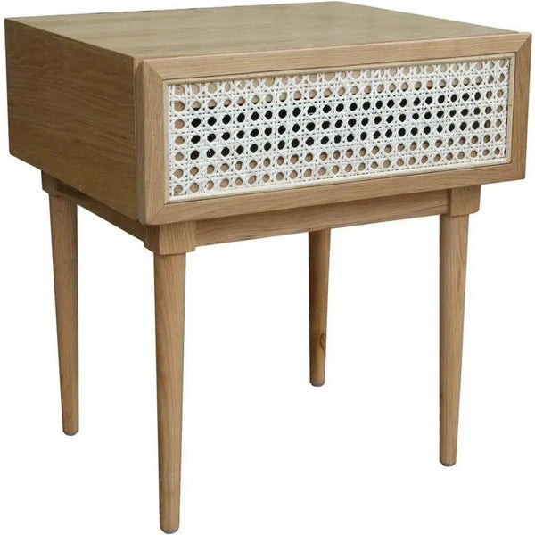 Natural Brown Square Side Table Drawers Wood Wood Base