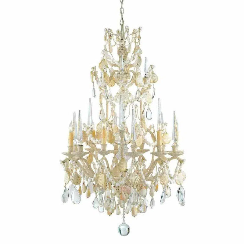 Natural Crushed Shell Buttermere Chandelier Chandeliers LOOMLAN By Currey & Co