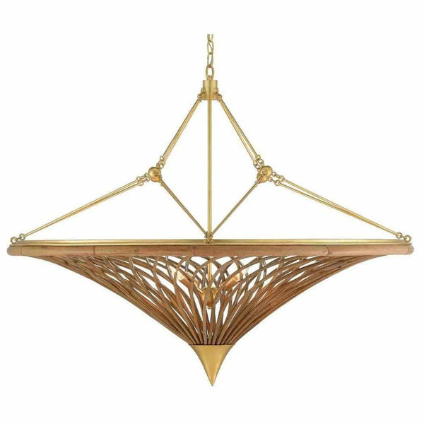 Natural Gold Leaf Gaborone Chandelier Chandeliers LOOMLAN By Currey & Co
