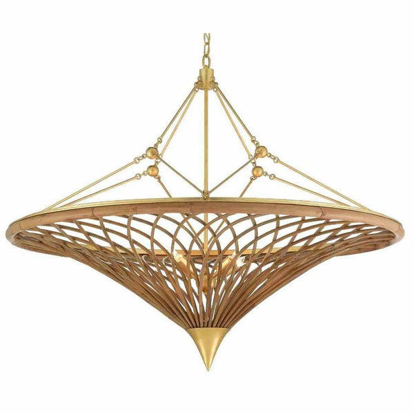 Natural Gold Leaf Gaborone Chandelier Chandeliers LOOMLAN By Currey & Co