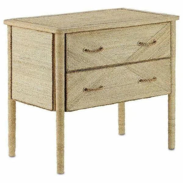 Natural Kaipo Two Drawer Chest Accent Cabinet - LOOMLAN - Currey & Co - Nightstands
