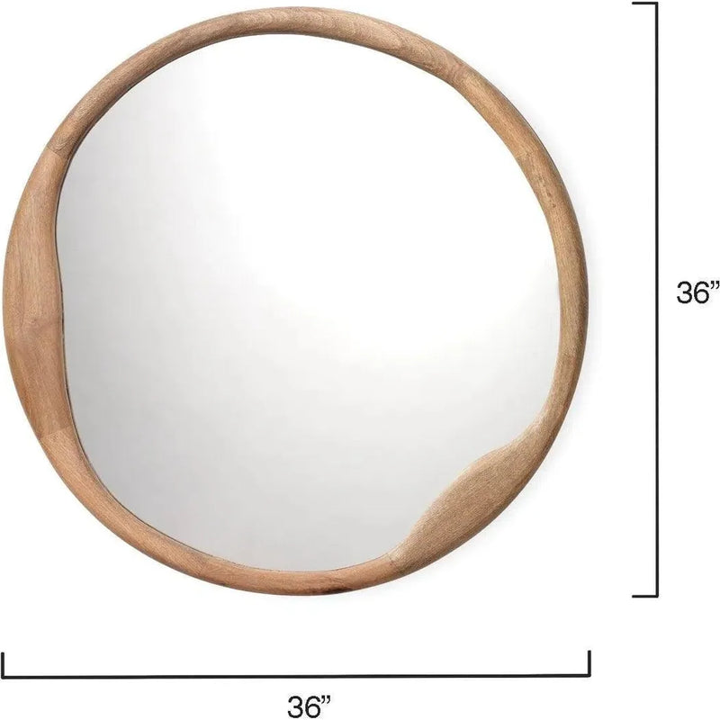 Natural Mango Wood Organic Round Wall Mirror