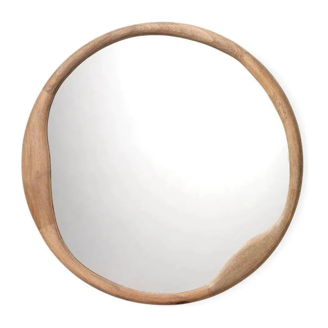 Natural Mango Wood Organic Round Wall Mirror