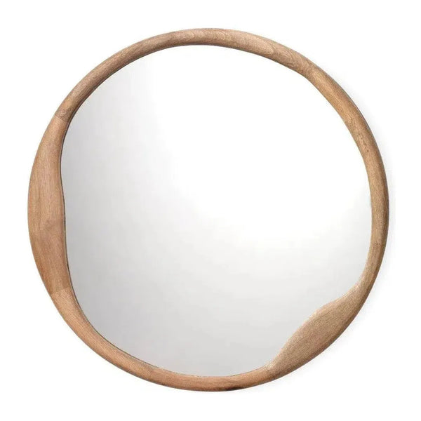 Natural Mango Wood Organic Round Wall Mirror Wall Mirrors LOOMLAN By Jamie Young