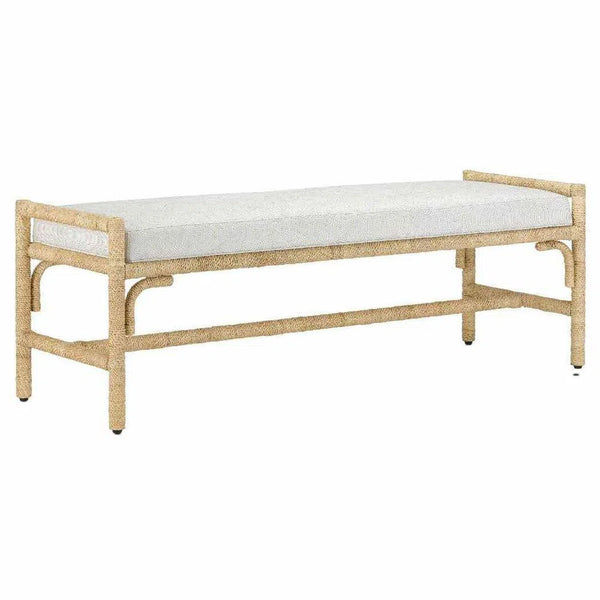 Natural Olisa Pearl Bench Bedroom Benches LOOMLAN By Currey & Co