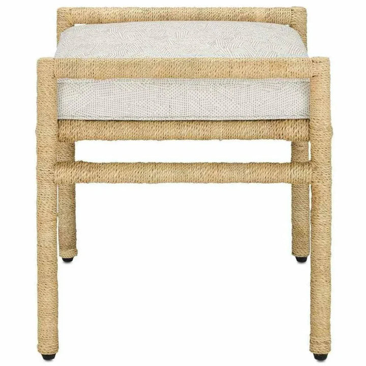 Natural Olisa Pearl Ottoman - LOOMLAN - Currey & Co - Ottomans