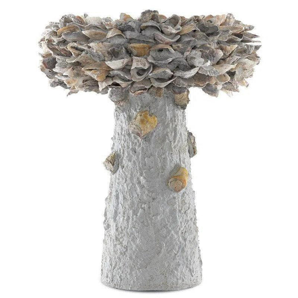 Natural Oyster Shell Medium Bird Bath-Outdoor Accessories-Currey & Co-LOOMLAN