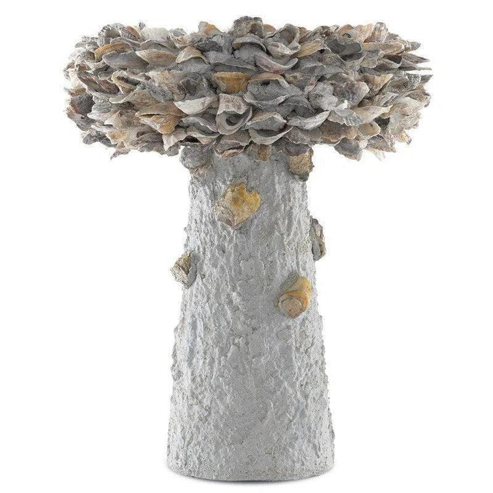 Natural Oyster Shell Medium Bird Bath-Outdoor Accessories-Currey & Co-LOOMLAN