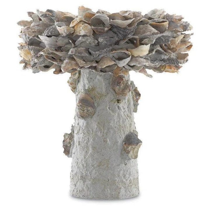 Natural Oyster Shell Small Bird Bath-Outdoor Accessories-Currey & Co-LOOMLAN