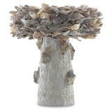 Natural Oyster Shell Small Bird Bath Outdoor Accessories LOOMLAN By Currey & Co