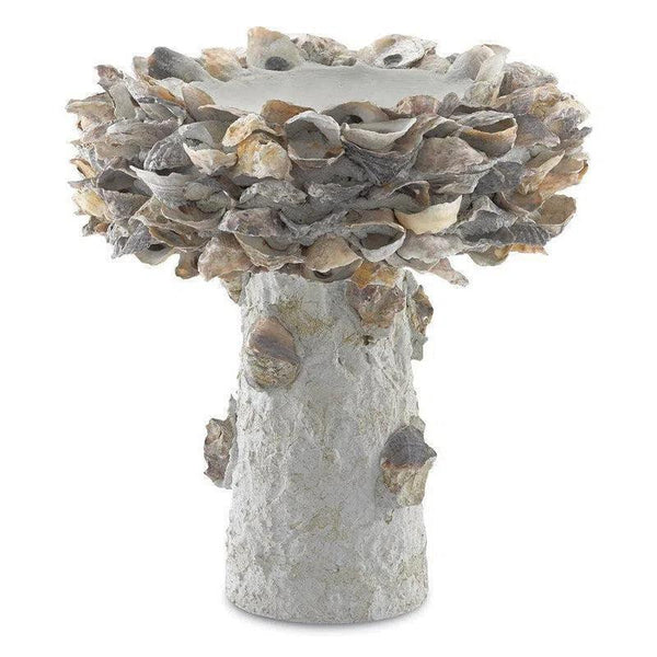 Natural Oyster Shell Small Bird Bath-Outdoor Accessories-Currey & Co-LOOMLAN
