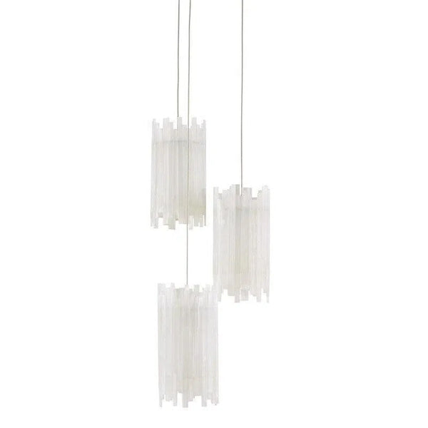 Natural Painted Silver Escenia 3-Light Multi-Drop Pendant Pendants LOOMLAN By Currey & Co