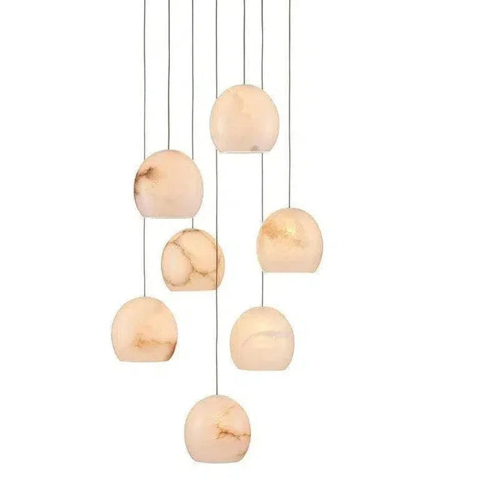 Natural Painted Silver Lazio 7 - Light Multi - Drop Pendant - LOOMLAN - Currey & Co - Pendants