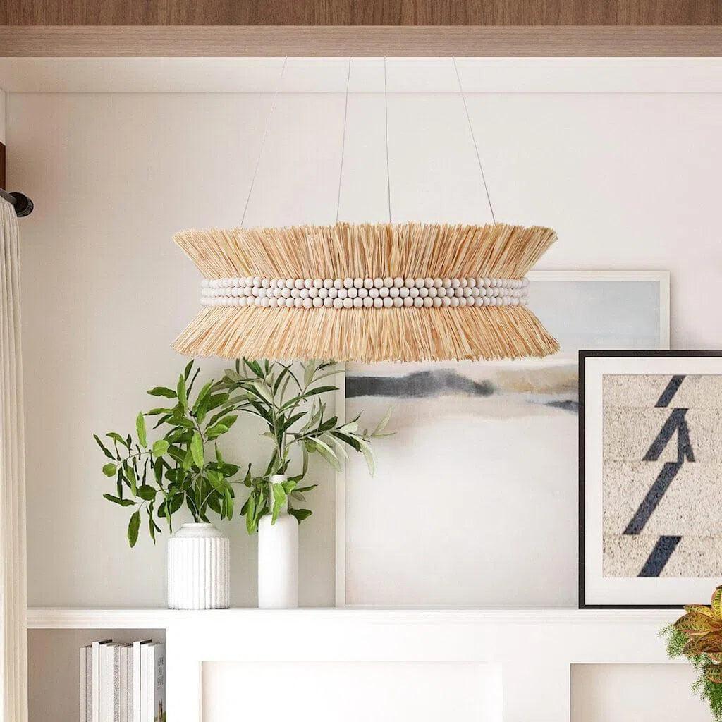 Natural Raffia Seychelles Chandelier