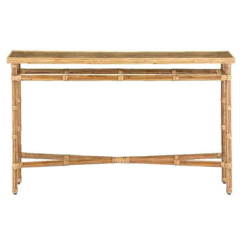 Natural Rattan Clear Silang Console Table