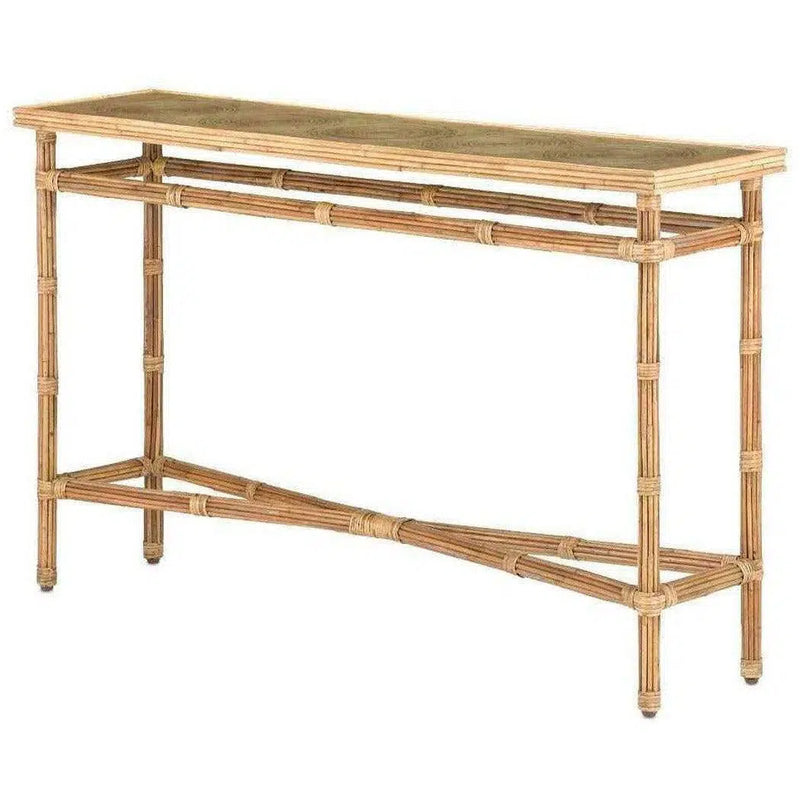 Natural Rattan Clear Silang Console Table