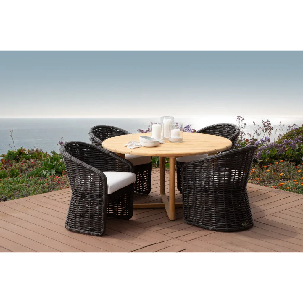 56 Inch Round Teak Outdoor Dining Table | LOOMLAN