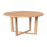 Natural Teak Round Outdoor Dining Table-Outdoor Dining Tables-Sunset West-LOOMLAN