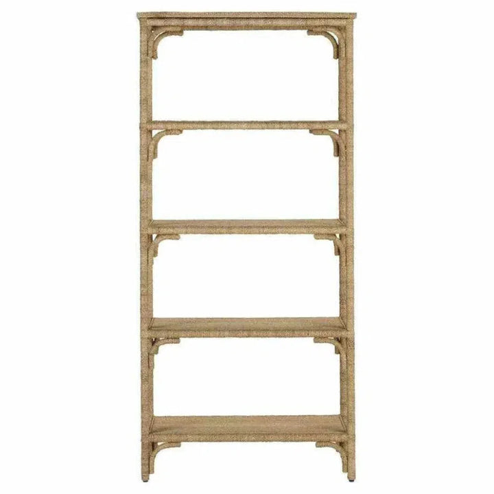 Natural Washed Wood Olisa Etagere - LOOMLAN - Currey & Co - Etageres