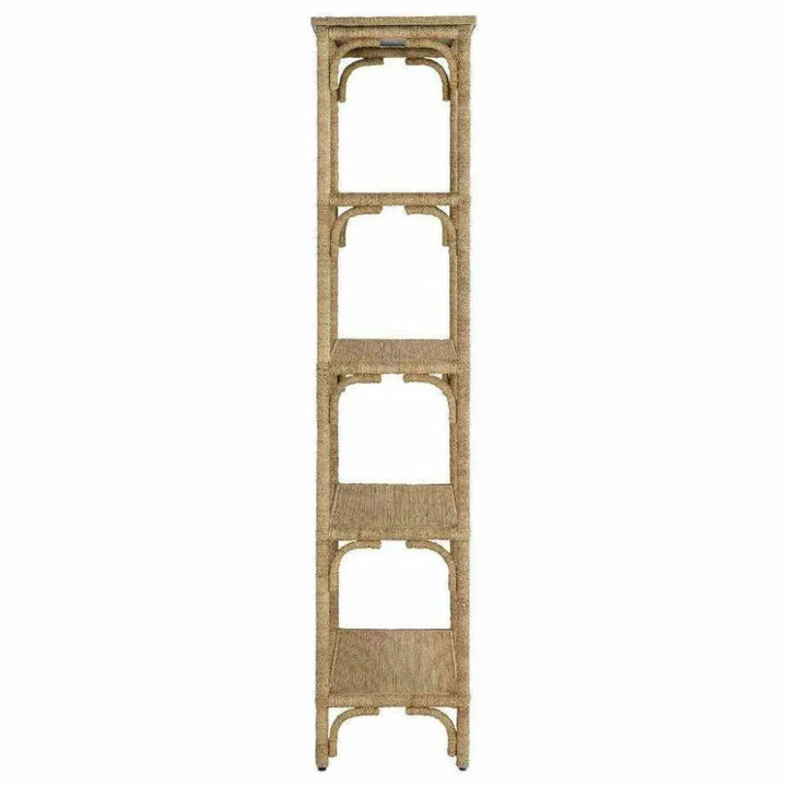 Natural Washed Wood Olisa Etagere - LOOMLAN - Currey & Co - Etageres
